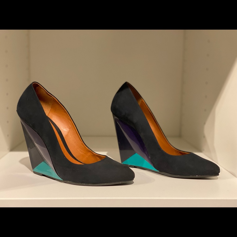 Schutz Navy Wedge Heels